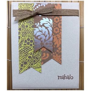 Handmade Mahalo Hawaiian Print Greeting Card